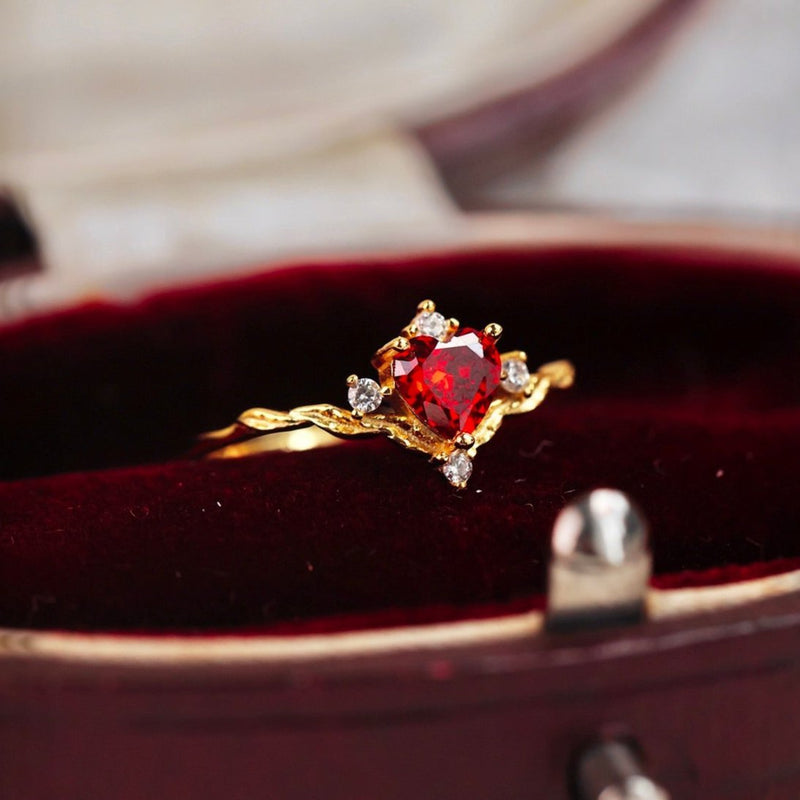 Ruby Heart Tiara Ring
