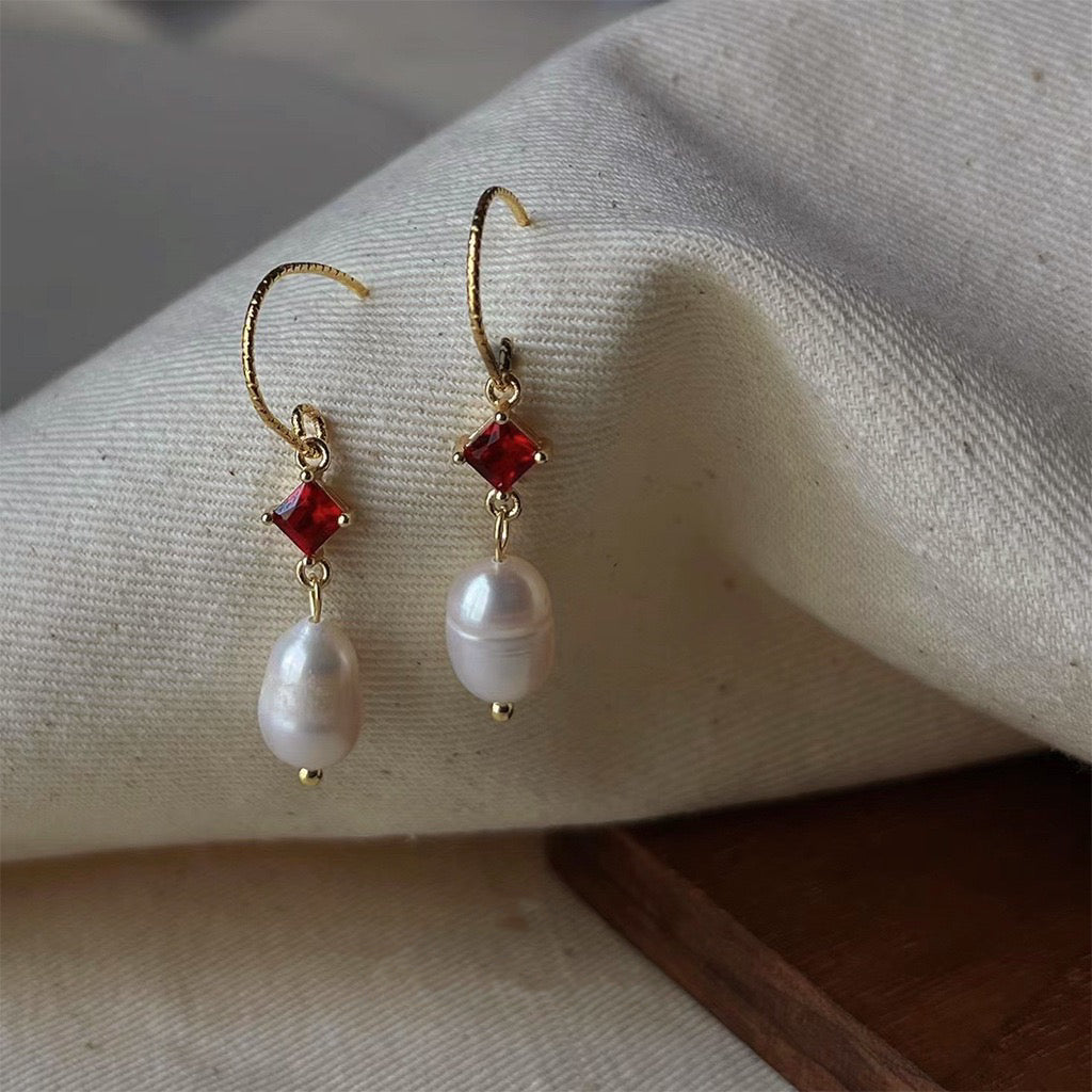 [sample ] Ruby Pearl Earrings