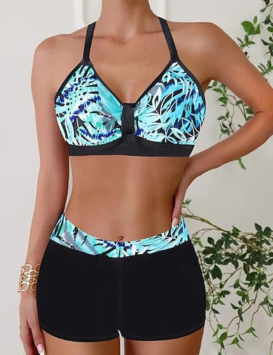 Swimwear 2 Piece Briefs Swimsuit Backless Vacation Beach Wear Halter Neck Sleeveless Bathing Suits