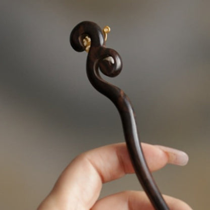Sandalwood Rabbit Hairpin | Auspicious Cloud Chinese Hairpin