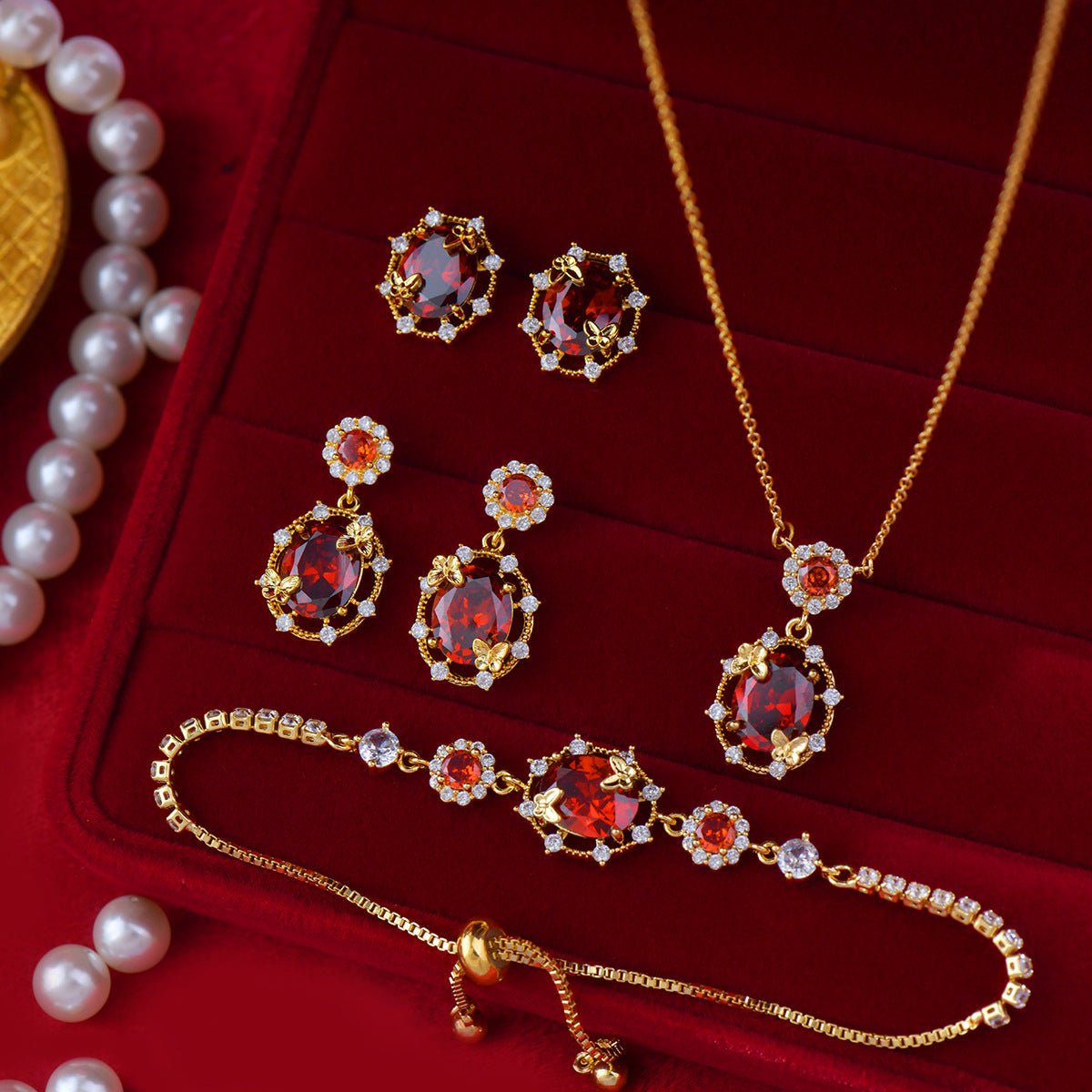 Scarlet Butterfly Stud Earrings