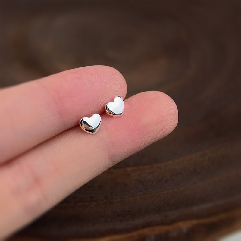Silver Heart Stud Earrings
