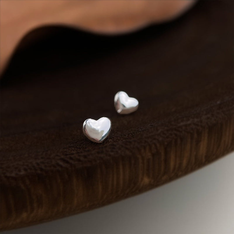 Silver Heart Stud Earrings