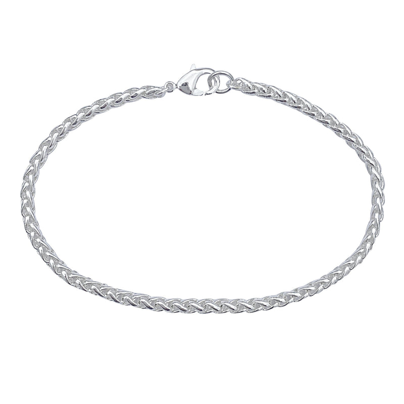 Silver 3.2mm Thick Ponytail/foxtail/wheat Weave Chain Bracelet
