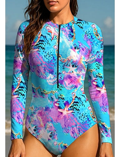 Rash Guard Dive Skin Suit Bathing Suit Swimsuit Set Ocean Zip Up Upf50+ Quick Dry Lightweight Long Sleeve Swim Shirt Surfing Beach Water Sports Summer