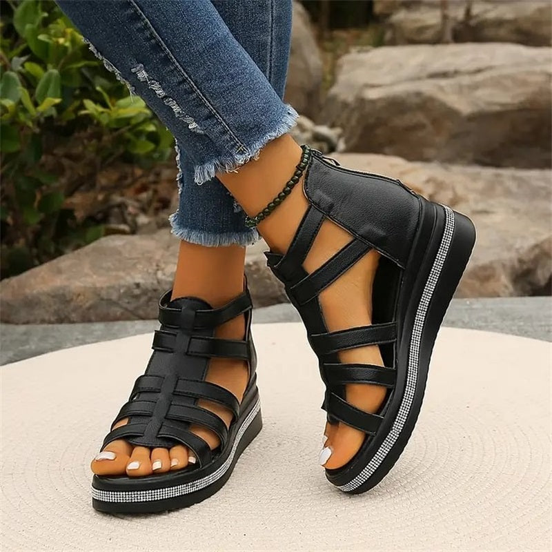 LM | Wedge sandals with rhinestones