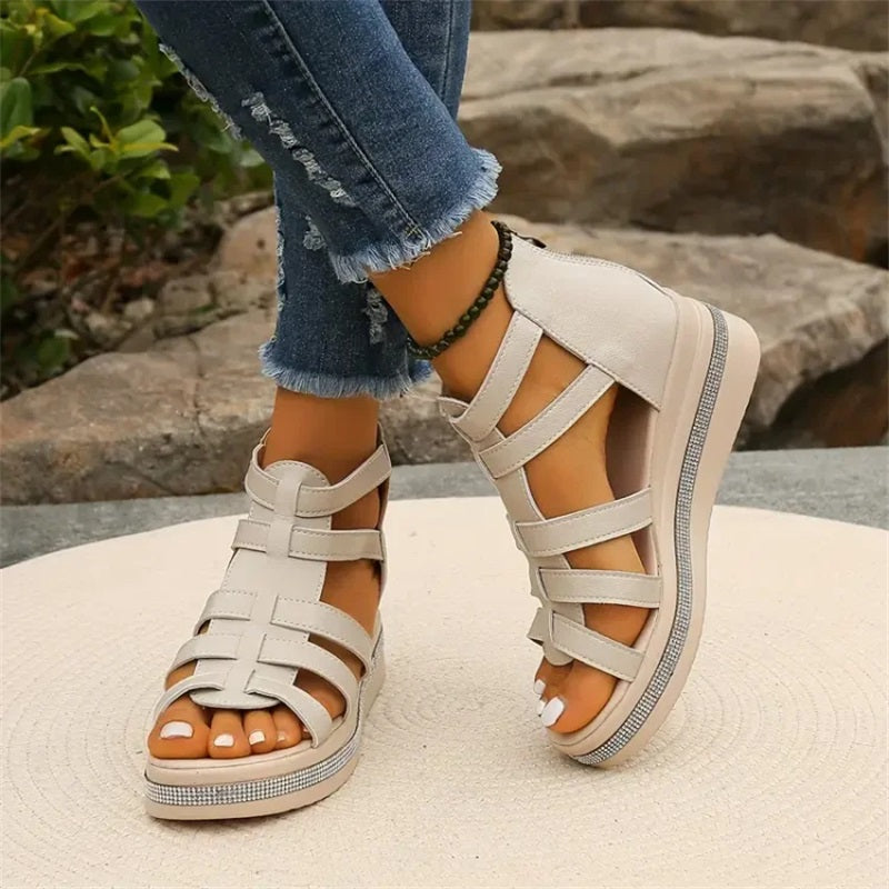 LM | Wedge sandals with rhinestones