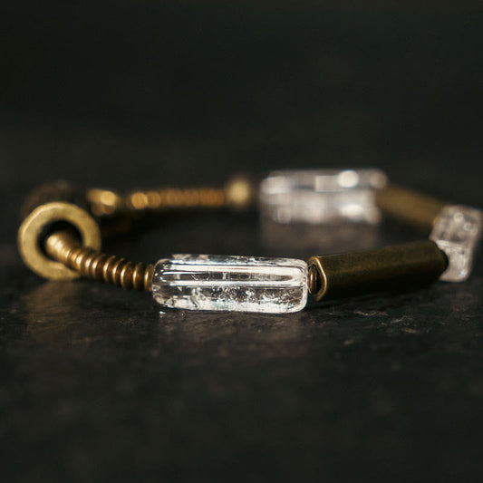 Square White Crystal Copper Bracelet for Luck and Balance