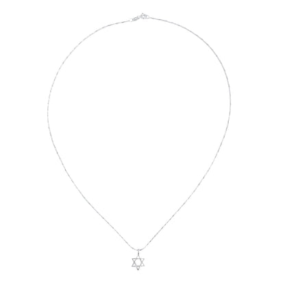 Sterling Silver Mini Star of David Pendant on Silver Cable Chain Necklace, 18"