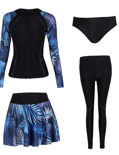 Rash Guard Swimsuit Front Zip Uv Sun Protection Upf50+ Quick Dry Long Sleeve Bathing Suit Surfing Beach Water Sports Summer