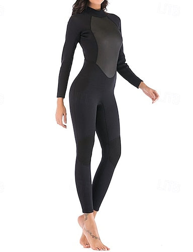 3mm Neoprene Diving Suit Full Wetsuit Rash Guard Stretchy Long Sleeve Back Zipper - Surfing Snorkeling Scuba Patchwork Winter