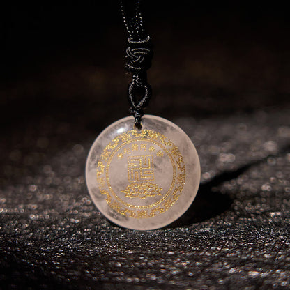 Swastika Lotus Pattern Black Obsidian Purification Necklace