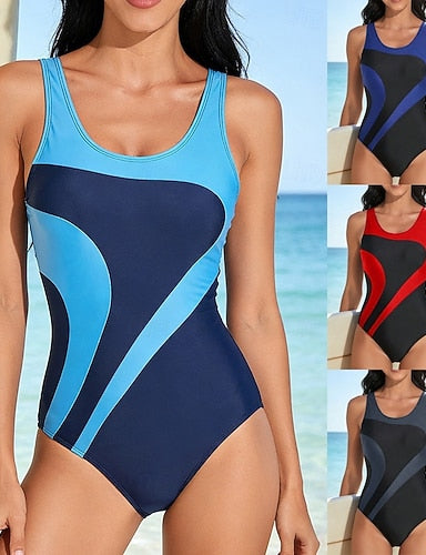 Bathing Suit Swimsuits One Pieces Color-blocking Elastic Sleeveless Swimwear Surfing Snorkeling Swimming Summer