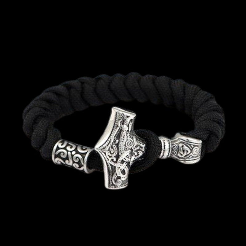 Thor's Hammer Braided Rope Viking Bracelet