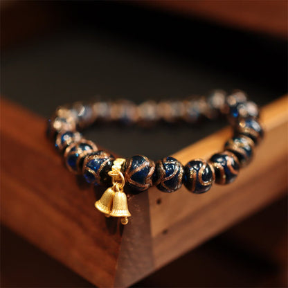 Tibetan Gold Swallowing Beast Fortune Bead Bracelet 10mm