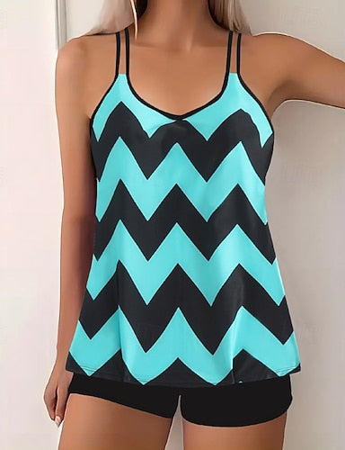 Swimwear 2 Piece Shorts Swimsuit Backless Vacation Beach Wear V Neck Sleeveless Bathing Suits
