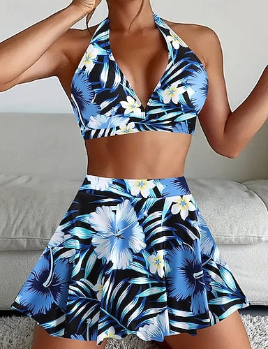 Tankini Two Piece Swimsuit Backless Swimwear Swimwear Black Yellow Breathable Quick Dry Lightweight Sleeveless - Swimming Surfing Beach Summer Spring