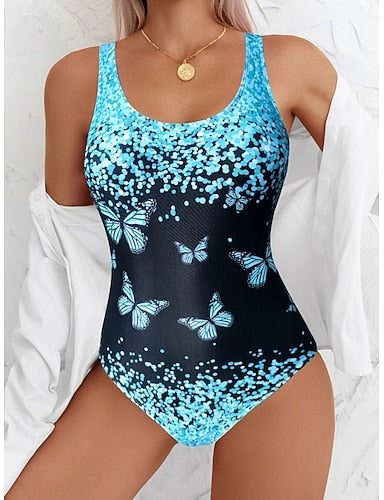 One Piece Swimsuit Slimming Monokini Backless Tummy Control High Waist Slim Vacation Beach Wear U Neck Sleeveless Bathing Suits