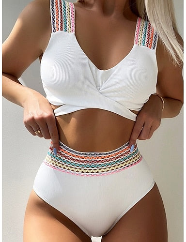 Stretchy Boxer Shorts Swimsuit Stretchy Boxer Shorts High Waist Vacation Beach Wear Color Sleeveless Bathing Suits
