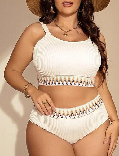 Standard Surfing Tankinis & Bikinis Bathing Top 2 Pieces Geometric Open Back Uv Protection Elastic Sleeveless Swimwear Surfing Diving Swimming Summer
