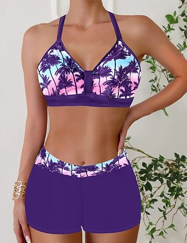Swimwear 2 Piece Briefs Swimsuit Backless Vacation Beach Wear Halter Neck Sleeveless Bathing Suits