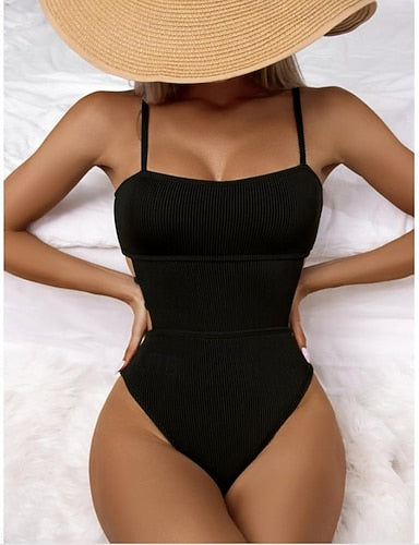Swimwear One Piece Monokini Swimsuit Tummy Control High Waist Slim Underwire Backless Vacation Beach Wear Color Halter Neck Sleeveless Bathing Suits
