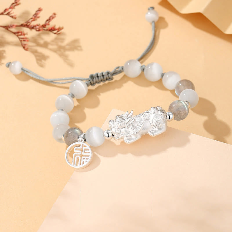 999 Sterling Silver Black Obsidian Bracelet for Luck