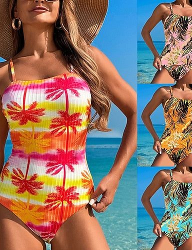 One Piece Swimsuit Swimwear Swimwear Yellow Pink Breathable Quick Dry Lightweight Sleeveless - Swimming Surfing Beach Summer Spring