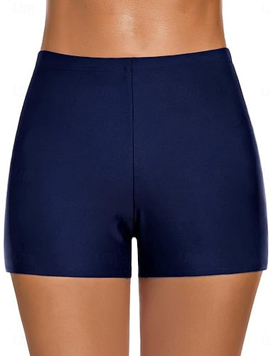 Stretchy Boxer Shorts Swimsuit Stretchy Boxer Shorts High Waist High Waist Vacation Beach Wear Color Sleeveless Bathing Suits