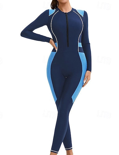 Rash Guard Full Body Swimwear Dive Skin Suit Patchwork Upf50+ Quick Dry High Elasticity Long Sleeve Swimwear Surfing Diving Snorkeling Summer