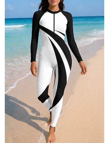 Rash Guard Front Zip Upf50+ Quick Dry Lightweight Long Sleeve Bodysuit Swim Shirt Surfing Beach Water Sports Summer