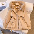 LM | stylish coat with fur collar