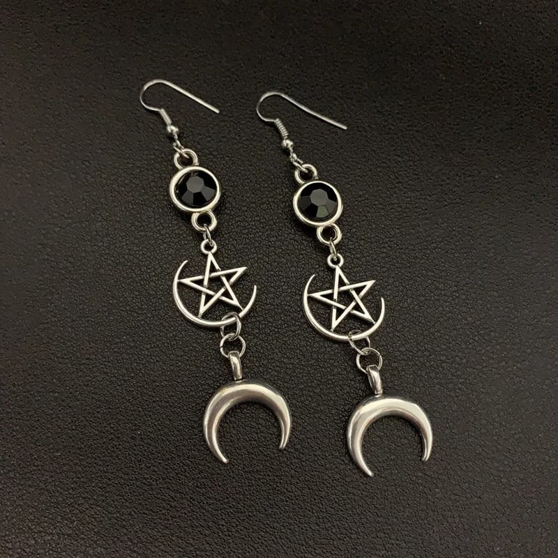Mystical Pentacle Amulet Drop Earrings