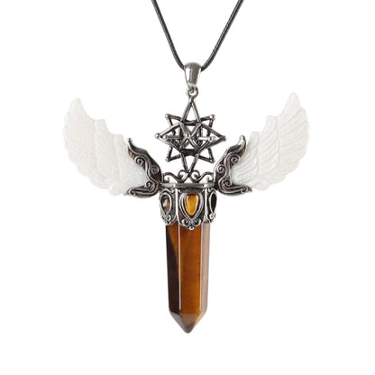 Wing Crystal Pendant 3.1in Spiritual Necklace