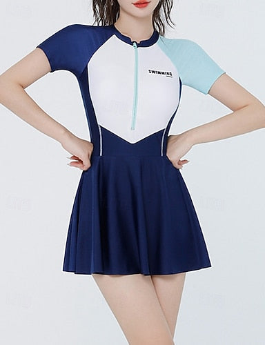 Rash Guard Bathing Suit Swimwear Swimwear Blue Coffee Upf 50+ Tummy Control Surfing Canoeing Snorkeling Summer