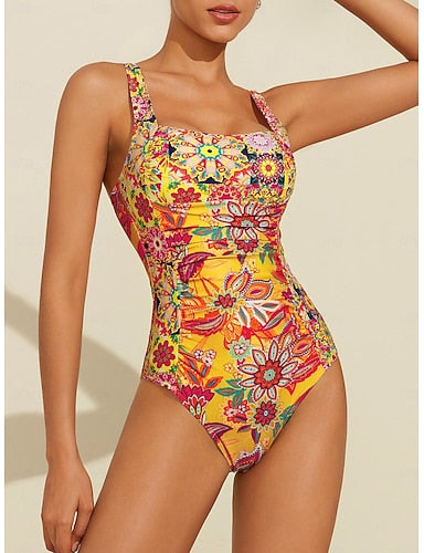 Removable Pad Shirred Swimsuit
