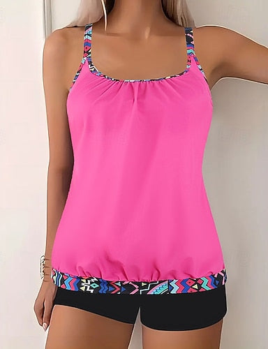Swimwear 2 Piece Briefs Swimsuit Backless Vacation Beach Wear Graphic Leopard Round Neck Sleeveless Bathing Suits