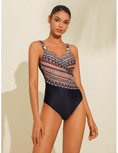 Triangle V Neck One Piece Swimsuit