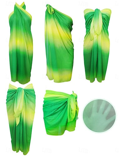 Swimwear Cover Up Wrap Skirt Swimsuit Ruched Vacation Beach Wear Ombre Strapless Sleeveless Bathing Suits