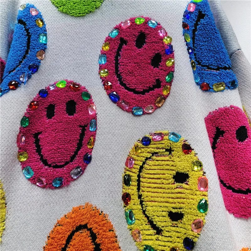 LM | Knitted sweater with cartoon embroidery, fashionable sweater