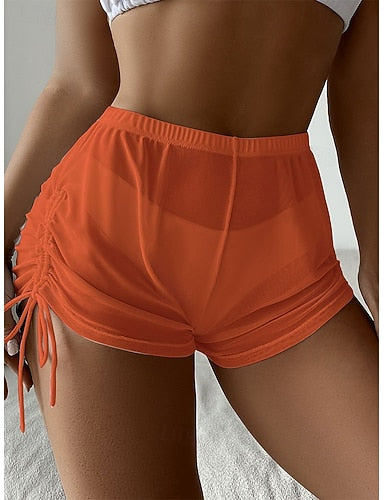 Stretchy Boxer Shorts Swimsuit Ruched Stretchy Boxer Shorts High Waist Active Vacation Color Sleeveless Bathing Suits