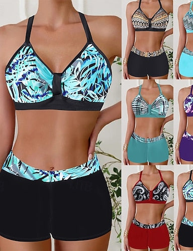Swimwear 2 Piece Briefs Swimsuit Backless Vacation Beach Wear Halter Neck Sleeveless Bathing Suits