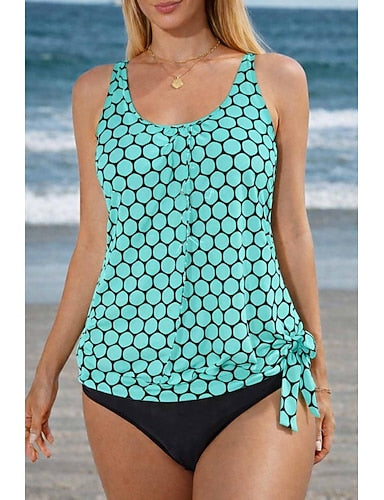 Swimwear Tankini 2 Piece Swimsuit Vacation Sleeveless Bathing Suits