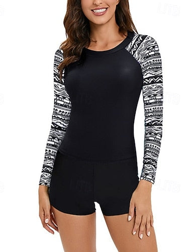 Rash Guard Swimsuit 2 Piece Spandex Uv Sun Protection Upf50+ Quick Dry Long Sleeve Swimwear Swimsuit Surfing Beach Water Sports Summer