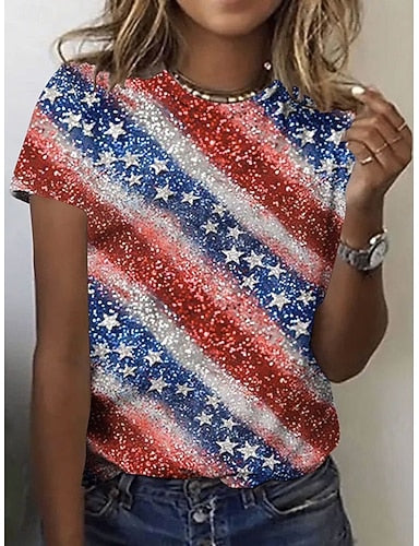 Independence Day American Anniversary Patriotic Swimwear One Piece High Cut Swimsuit Beach Wear Summer Graphic Flag U Neck Sleeveless Bathing Suits