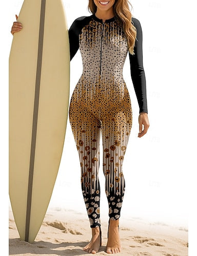 Standard Regular Rash Guard Full Body Swimwear Dive Skin Suit Gradient Front Zip Upf50+ Uv Protection Quick Dry Long Sleeve Swimwear Swimsuit Surfing Canoeing Diving Summer