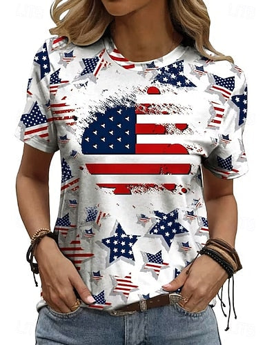 American Independence Day Swimwear Bikini Briefs Swimsuit Vacation Graphic Flag Halter Neck Sleeveless Bathing Suits
