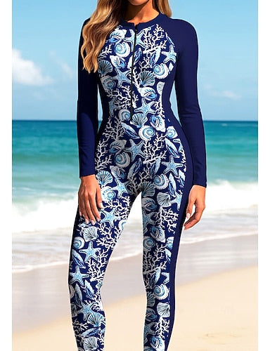 Rash Guard Full Body Rash Guard One Piece Surfing Suit Ocean Zip Up With Built in Bra Front Zip Uv Sun Protection Full Coverage Upf50+ Long Sleeve Full Body Swimwear Bodysuit Surfing