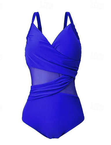 Bathing Suit Swimsuits One Pieces Colored Mesh Uv Protection Elastic Sleeveless Swimwear Swimsuit Surfing Diving Swimming Summer