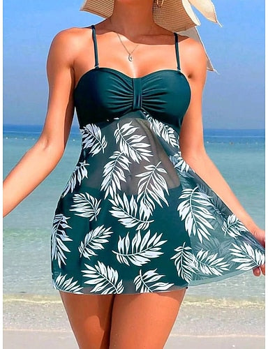 Swimwear Tankini Swimsuit Vacation Tropical Sleeveless Bathing Suits